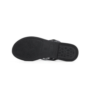 QUEEN HELENA Sandali donna flat infradito a fasce con cinturino NERO ZD135-26