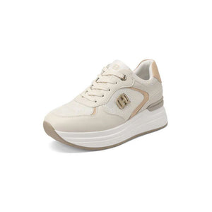 QUEEN HELENA Sneakers donna con zeppa beige/camel X34-21