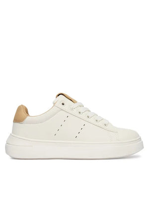 Calvin Klein Sneakers basse bimbi con lacci V3X9-83301-1355A M off white