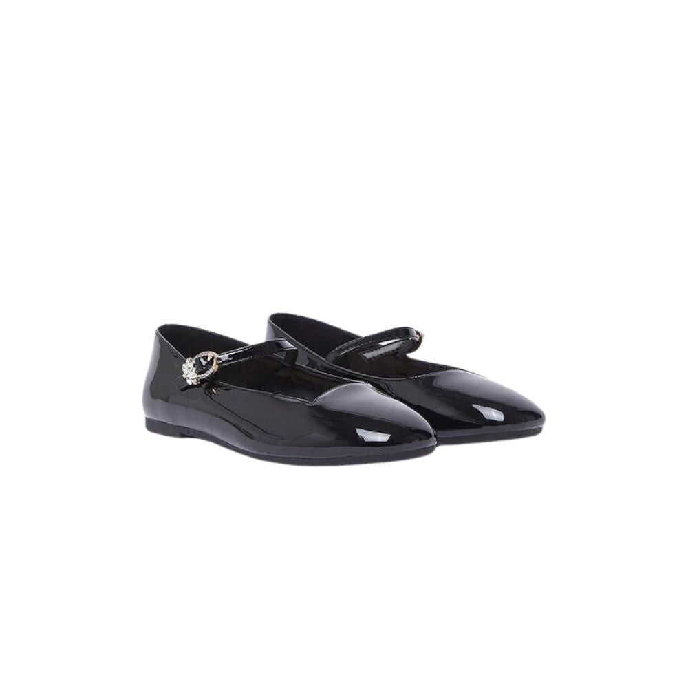 LIU JO Ballerine BIMBA in vernice NERO con strass sulla chiusura laterale