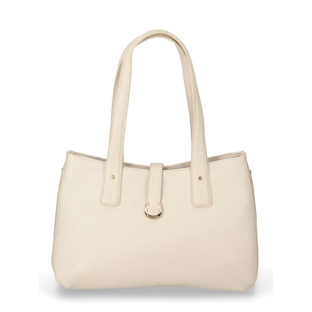 VALLEVERDE Borsa da Donna Beige con cerniera e accessorio decorativo