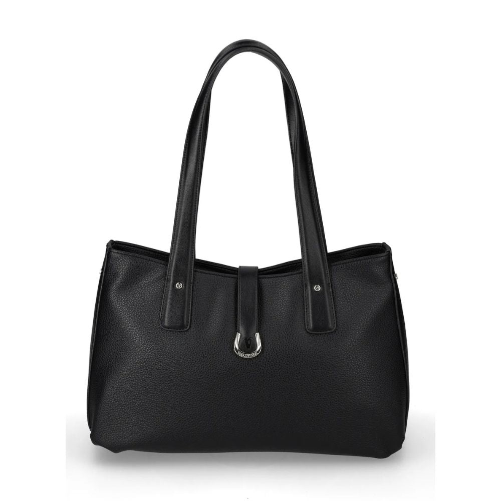 VALLEVERDE Borsa da Donna Shopping Nero Codice: 96552-3 Collezione con cerniera e accessorio decorativo