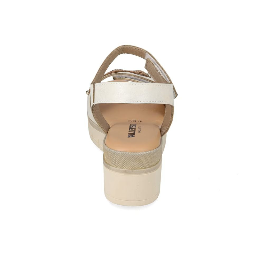 VALLEVERDE Zeppa Avorio Donna con accessorio decorativo e sottopiede in pelle. Made in Italy.