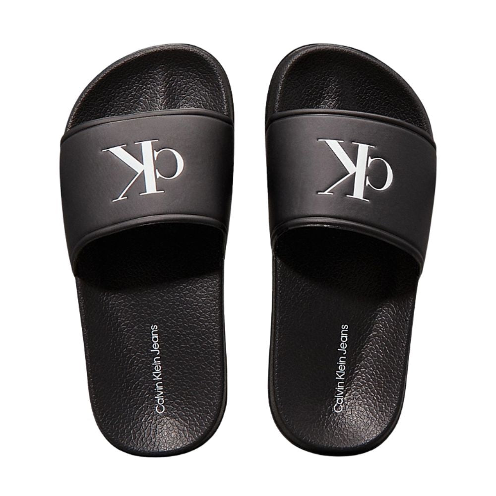 Ciabatte Calvin Klein Bambino Nere Logo Bianco