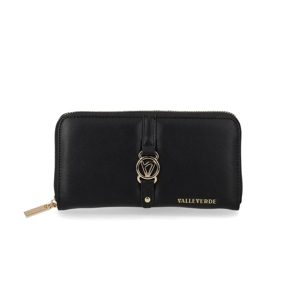 Portafoglio Donna Valleverde Nero con Accessorio Decorativo
