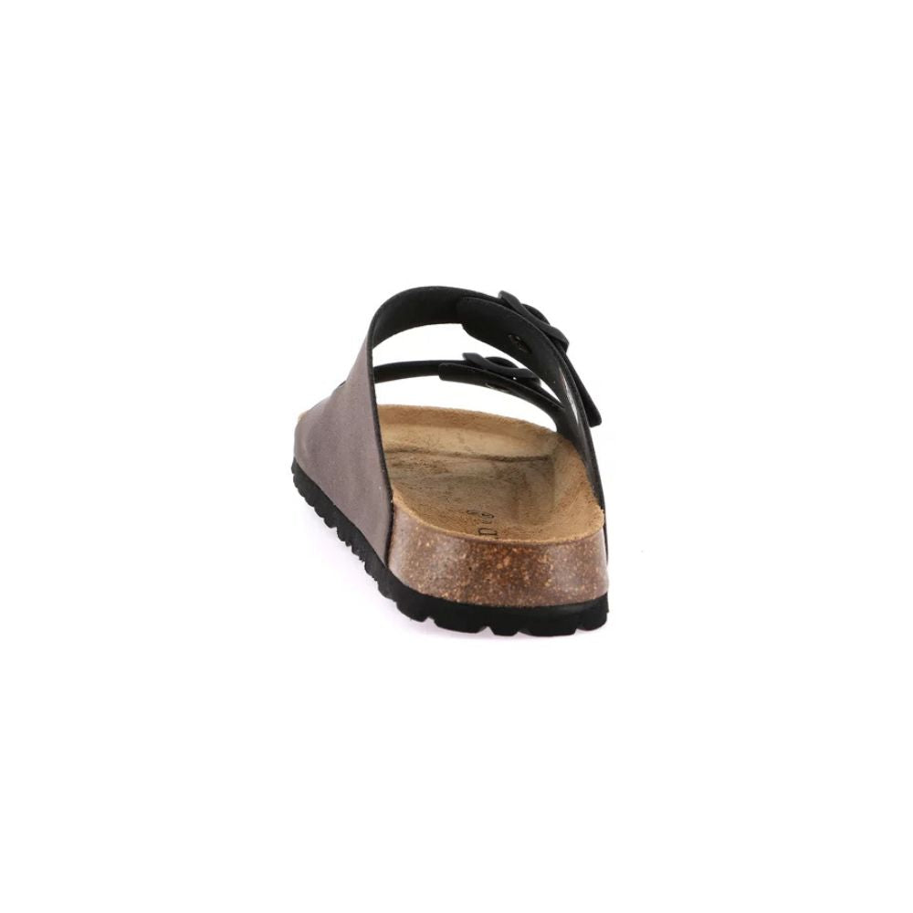GRÜNLAND Ciabatta uomo doppia fibbia in eco-suede | BOBO testa di moro