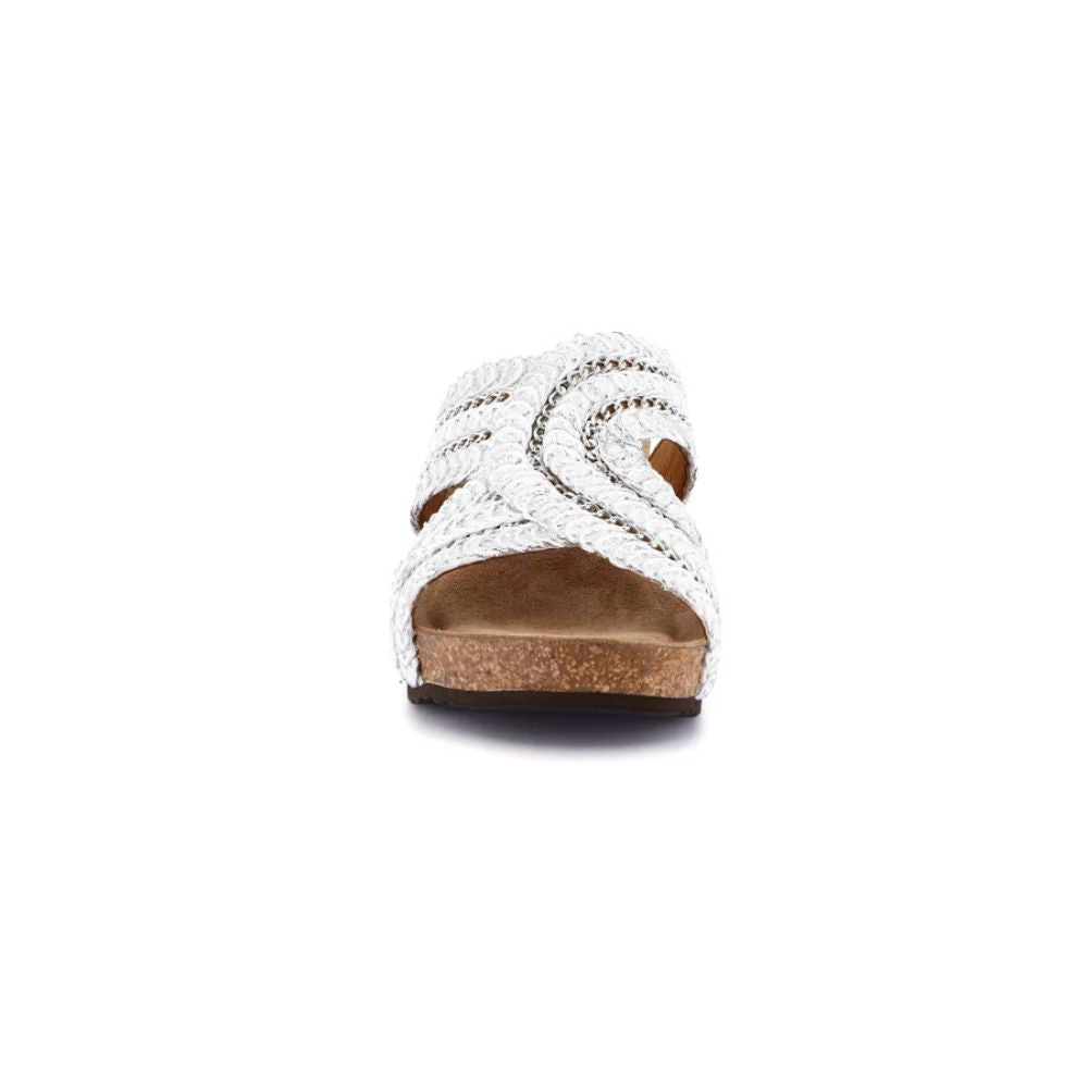 GRÜNLAND sandalo Ciabatta donna in tessuto effetto raffia bianco| ERSI