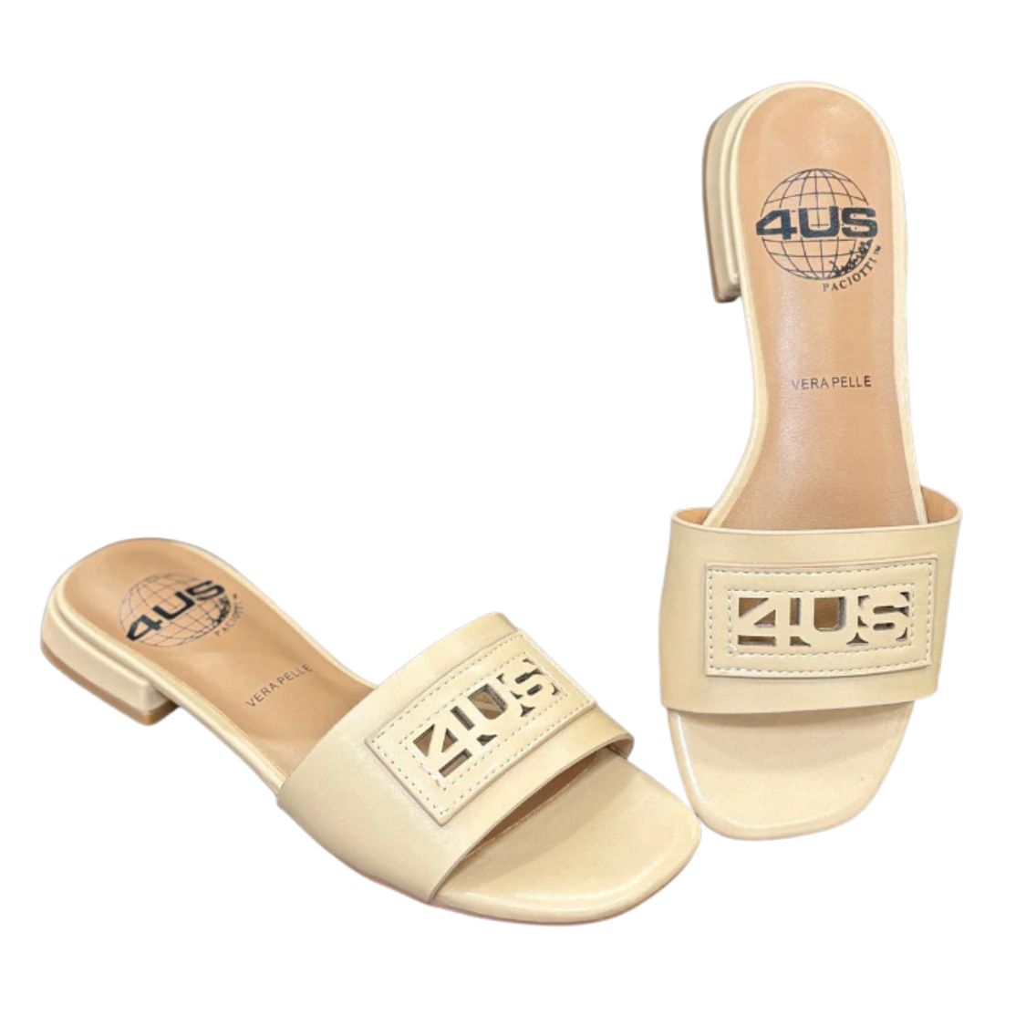 4US by Paciotti sandali da donna Ciabatte in pelle Art.UZM16 Col.Beige