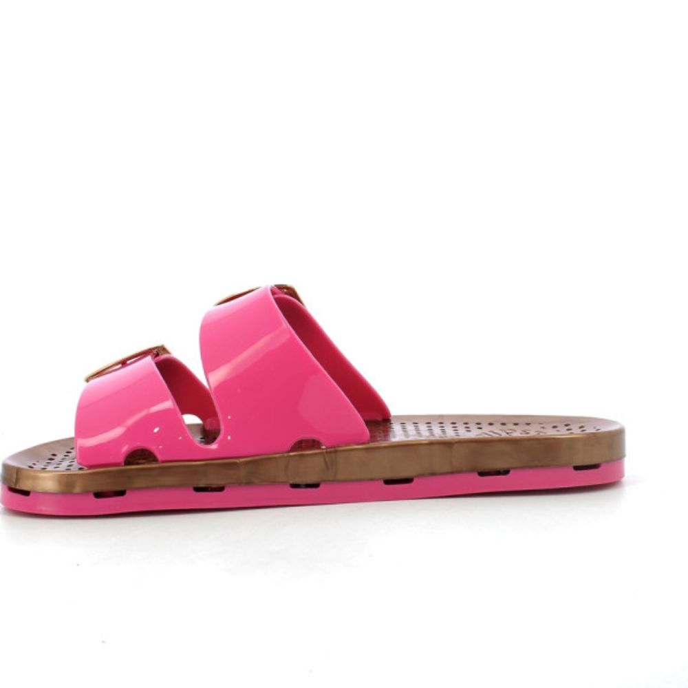 STARTUP sandali donna ciabatte in gomma doppie fibbie fuxia/brown
