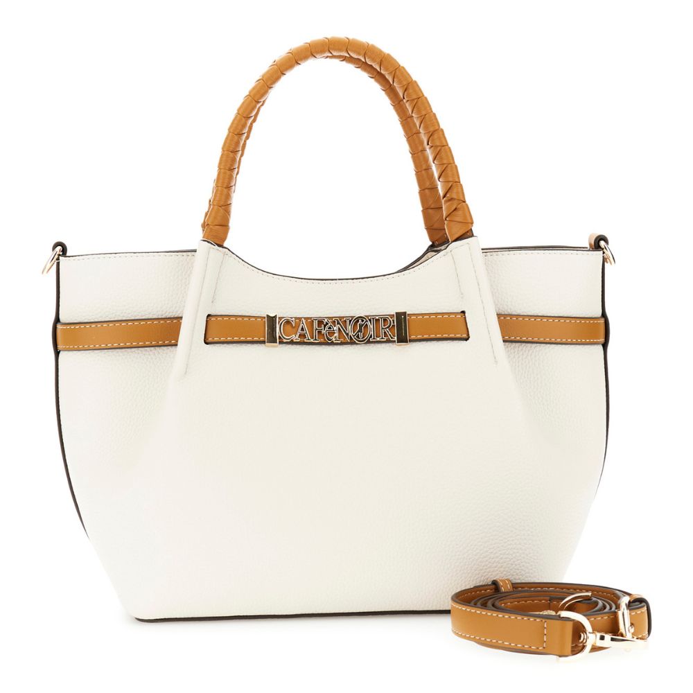 Borsa Donna Cafènoir Shopping Bag Bicolor Panna/Cuoio