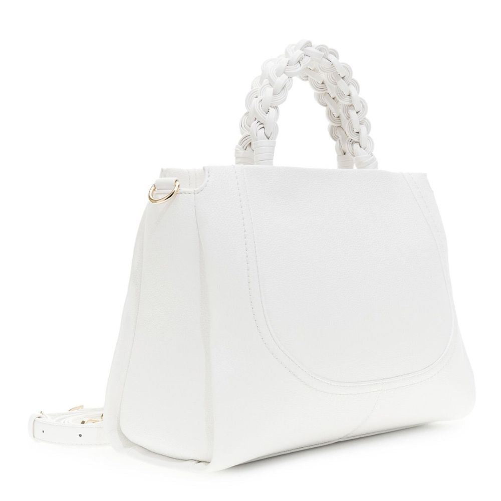 CAFENOIR BORSA tote effetto pelle con grana e manico intrecciato bianco piu' tracolla