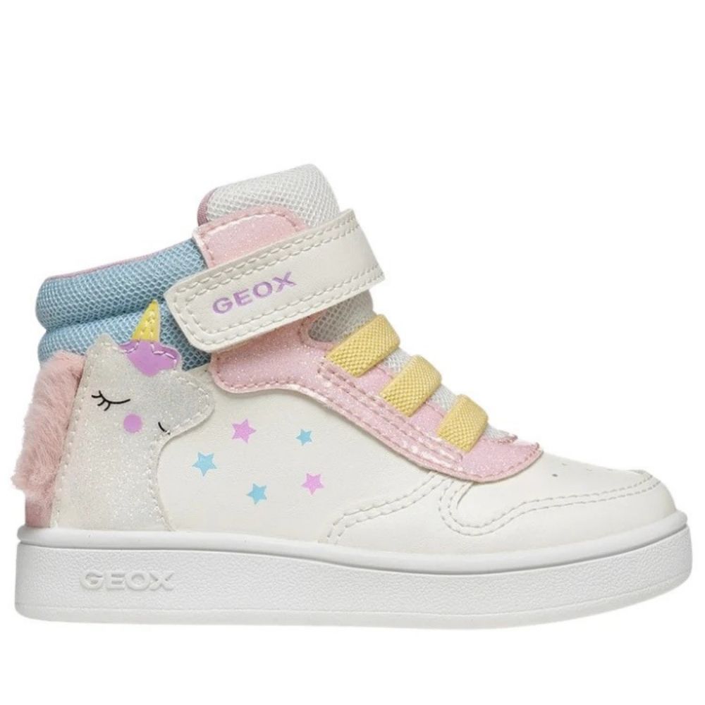 GEOX Scarpe da Bambina a stivaletto con laccio a molla e strappo Col.Bianco
