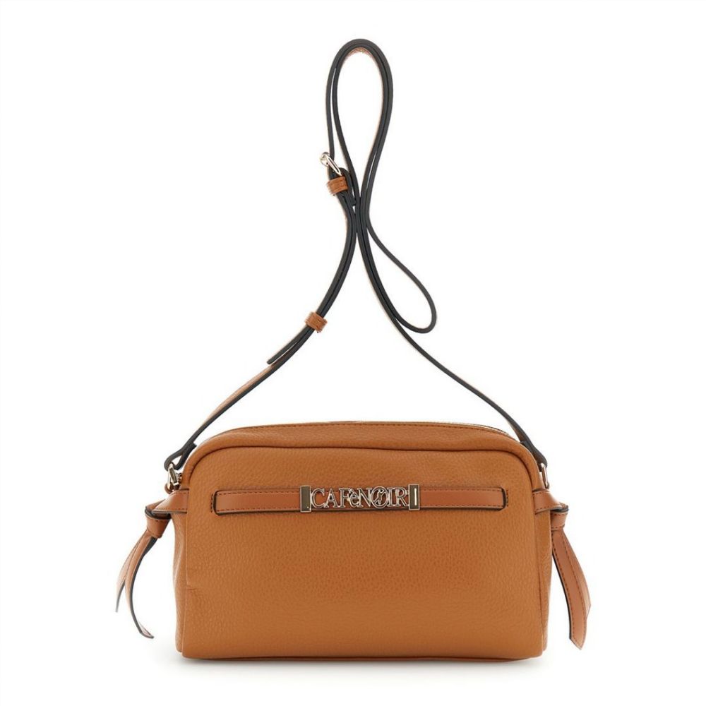 CAFENOIR borsa camera bag effetto pelle con grana grossa, con dettaglio lettering cuoio