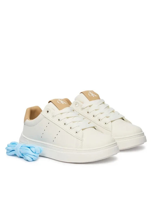 Calvin Klein Sneakers basse bimbi con lacci V3X9-83301-1355A M off white