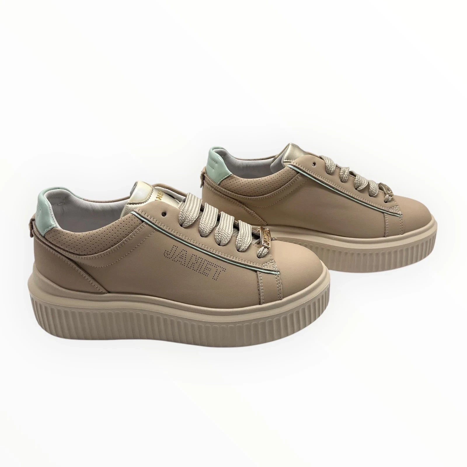 JANET E JANET COD.J572 SNEAKER DONNA IN PELLE COL.BEIGE MARINE 640