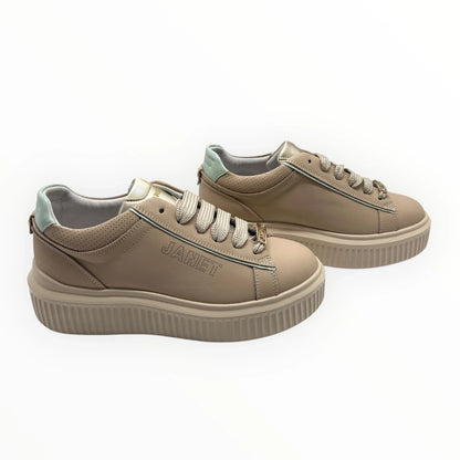 JANET E JANET COD.J572 SNEAKER DONNA IN PELLE COL.BEIGE MARINE 640
