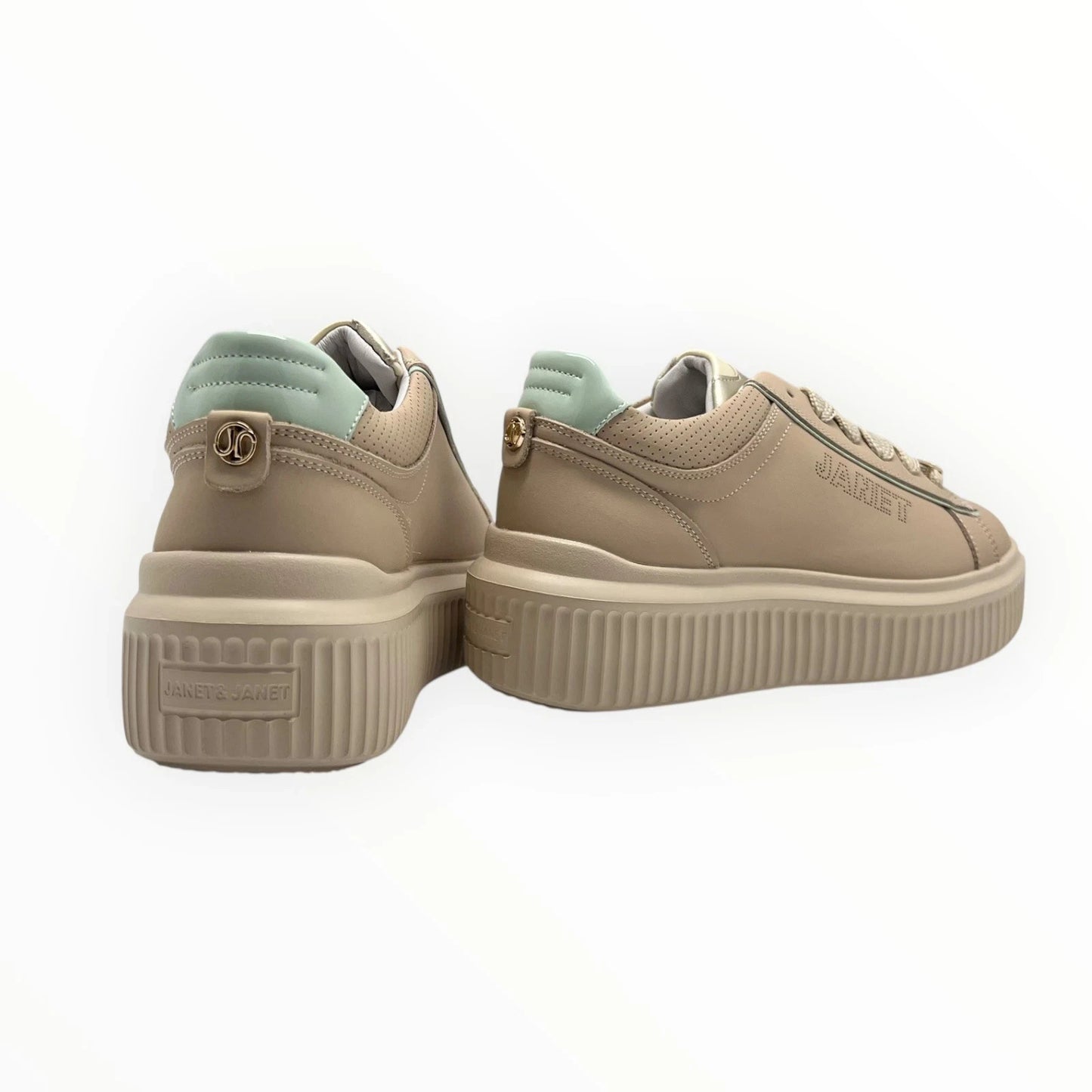 JANET E JANET COD.J572 SNEAKER DONNA IN PELLE COL.BEIGE MARINE 640