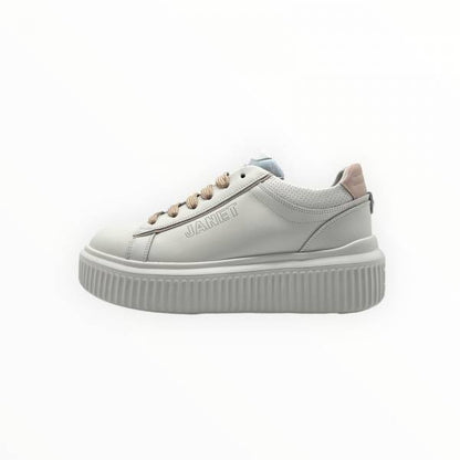 JANET E JANET COD.J572 P/E 2026 SNEAKER DONNA IN PELLE COL.WHITE PINK SILVER