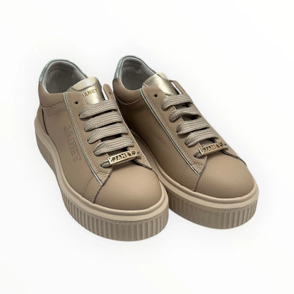 JANET E JANET COD.J572 SNEAKER DONNA IN PELLE COL.BEIGE MARINE 640