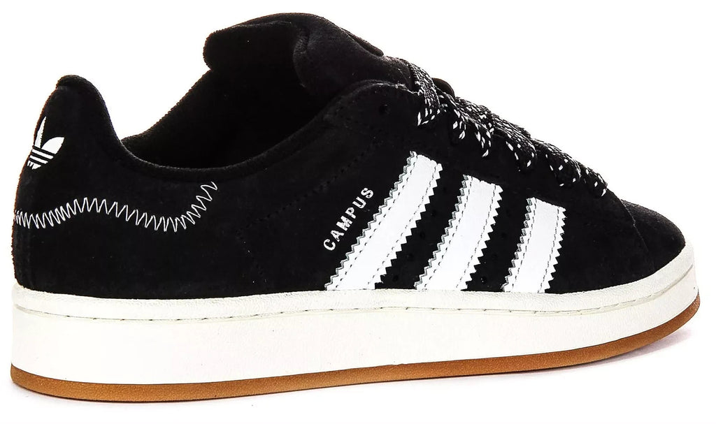 Adidas Campus Gomma Suola Camoscio Donna Sneakers In Nero Bianco