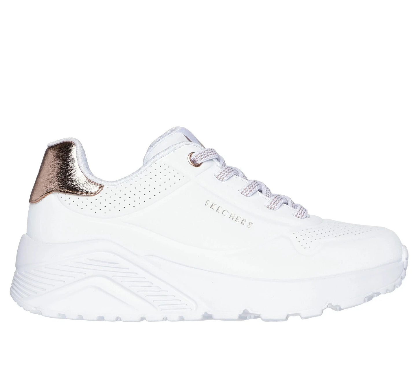 Skechers UNO Lite Donna con Lacci Elasticcizzati Scarpe Bianche con Memory Foam