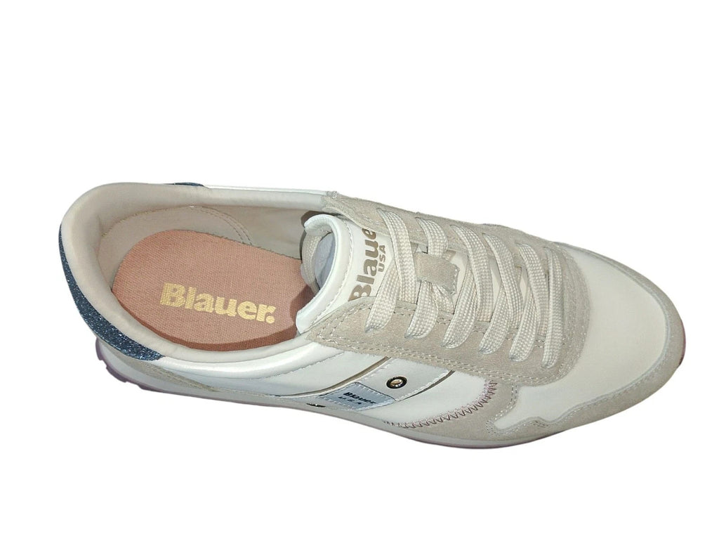 Scarpe Blauer Millen03 Sneakers Donna Pelle e Camoscino Crema