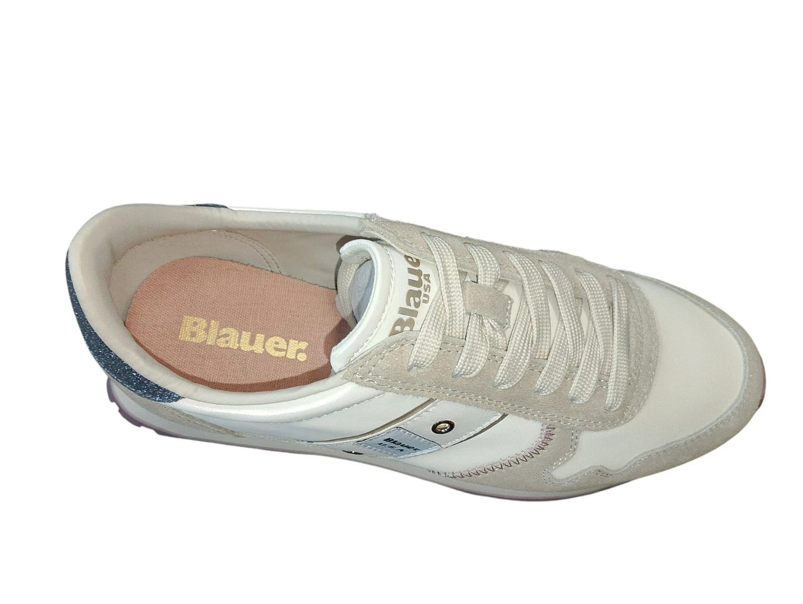 Scarpe Blauer Millen03 Sneakers Donna Pelle e Camoscino Crema
