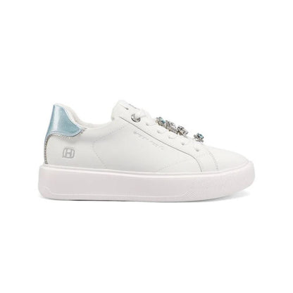 QUEEN HELENA Sneakers donna platform con dettagli gioiello bianco-blu X34-1