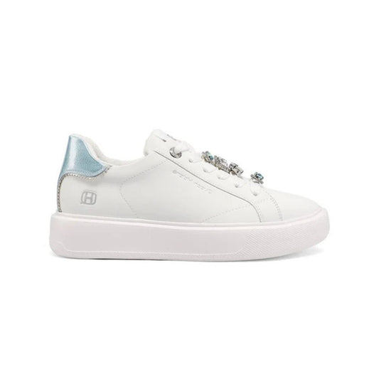 QUEEN HELENA Sneakers donna platform con dettagli gioiello bianco-blu X34-1