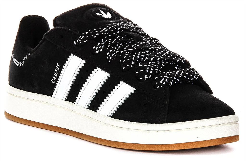 Adidas Campus Gomma Suola Camoscio Donna Sneakers In Nero Bianco