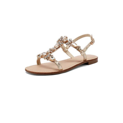 QUEEN HELENA Sandali gioiello flat con applicazioni e cinturini ORO Y7001