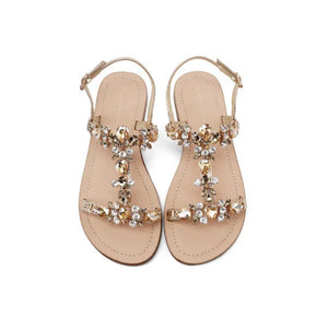 QUEEN HELENA Sandali gioiello flat con applicazioni e cinturini ORO Y7001