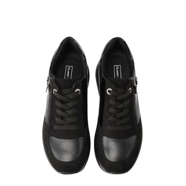 Queen Helena Scarpe da Donna con zeppa e zip laterale in camoscio e pelle Art.X3