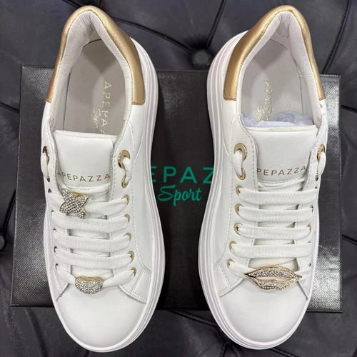 Apepazza S5LIFTY09/ LEA donna white/platinum in pelle con labbra removibili
