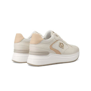 QUEEN HELENA Sneakers donna con zeppa beige/camel X34-21