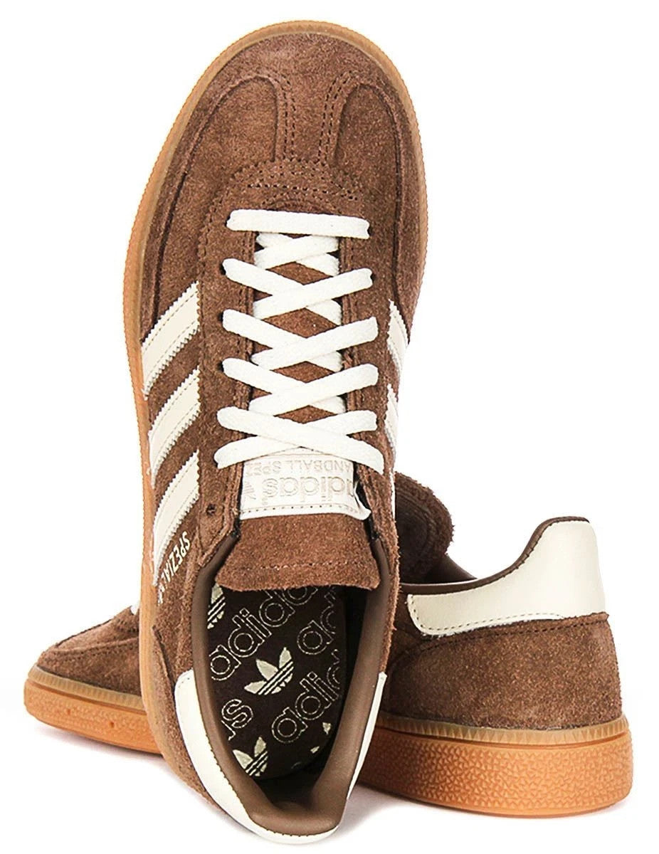 Adidas Handball Spezial Gum Lace Up Scarpe Da Donna In Marrone E Bianco