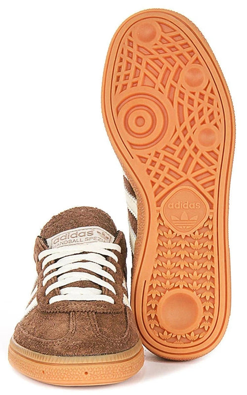 Adidas Handball Spezial Gum Lace Up Scarpe Da Donna In Marrone E Bianco