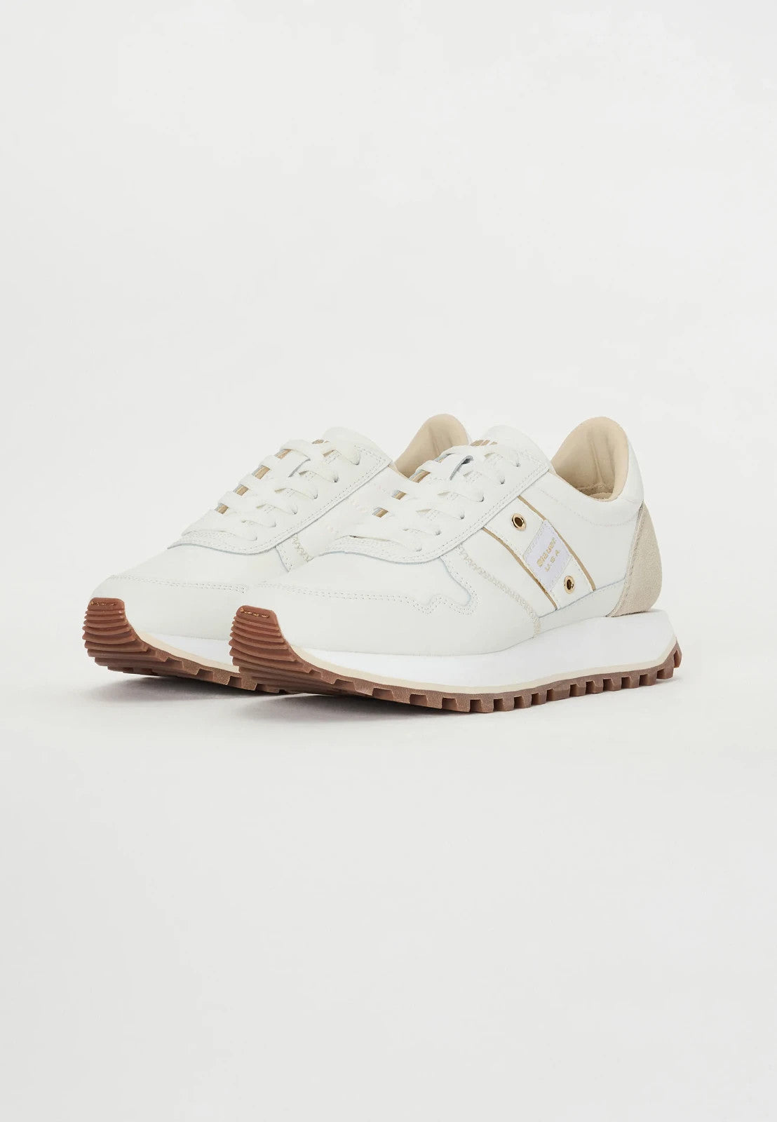 Blauer Millen Sneakers basse Donna, White/cream Pelle / nylon