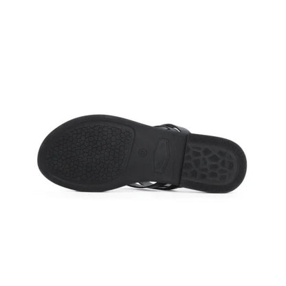 QUEEN HELENA Sandali donna flat infradito a fasce con cinturino NERO ZD135-26