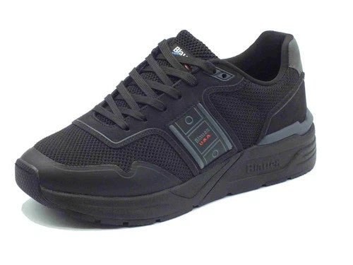 Blauer USA S5Ray05 Black Sneakers Sportive per Uomo in nabuk e tessuto nero
