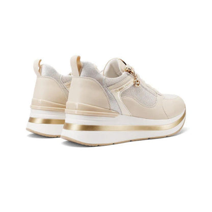 QUEEN HELENA Sneakers platform con zip laterale beige X34-31