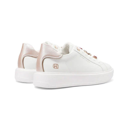 QUEEN HELENA Sneakers donna platform con dettagli gioiello bianco-rosa X34-1