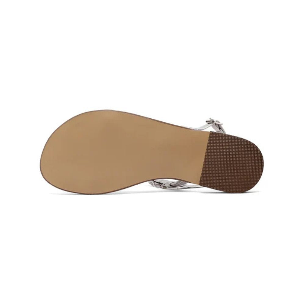 QUEEN HELENA Sandali gioiello donna flat con applicazioni e ARGENTO Y7001