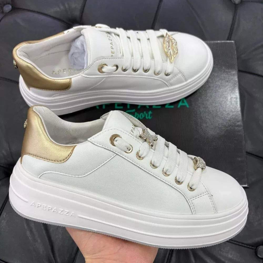 Apepazza S5LIFTY09/ LEA donna white/platinum in pelle con labbra removibili