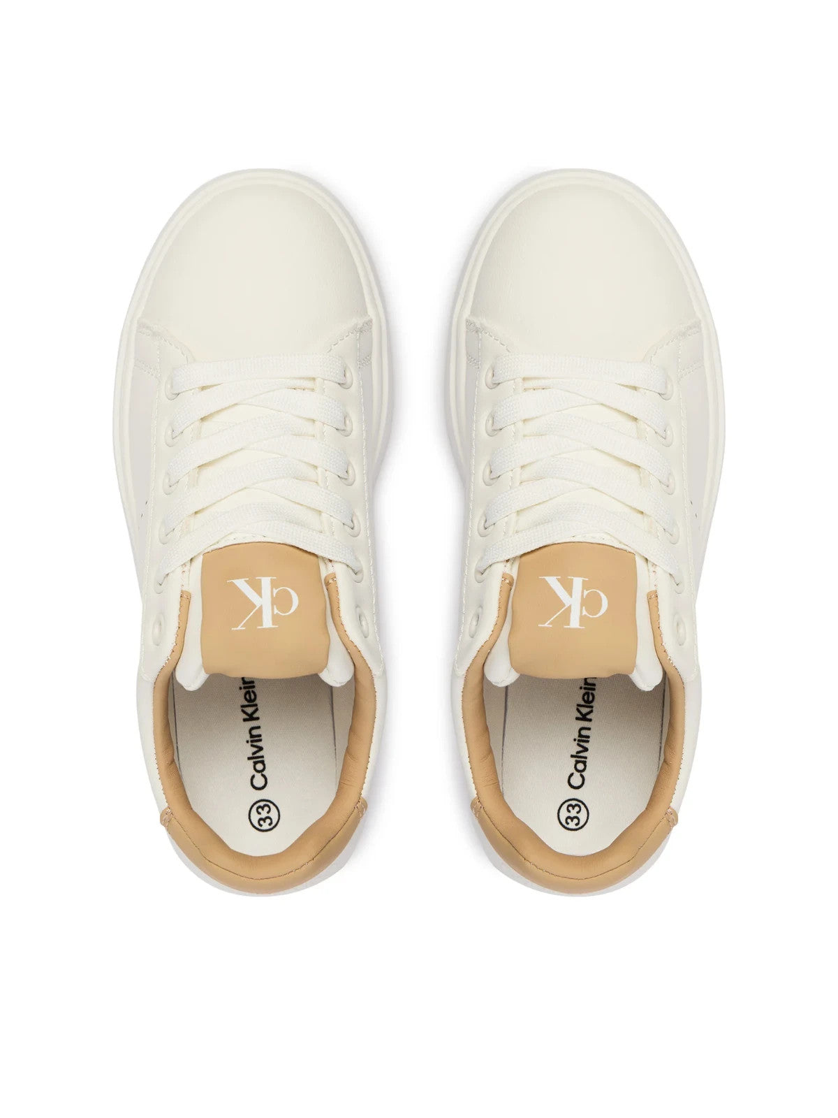 Calvin Klein Sneakers basse bimbi con lacci V3X9-83301-1355A M off white