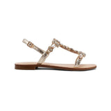 QUEEN HELENA Sandali gioiello flat con applicazioni e cinturini ORO Y7001