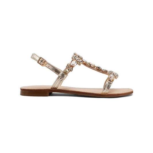 QUEEN HELENA Sandali gioiello flat con applicazioni e cinturini ORO Y7001