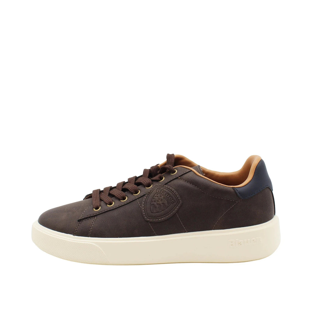 BLAUER BUCK01 dark brown marrone scarpe uomo sneakers pelle lacci