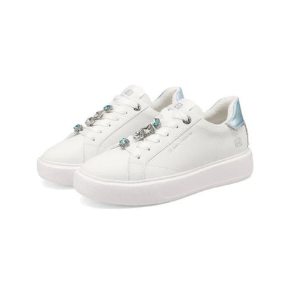 QUEEN HELENA Sneakers donna platform con dettagli gioiello bianco-blu X34-1