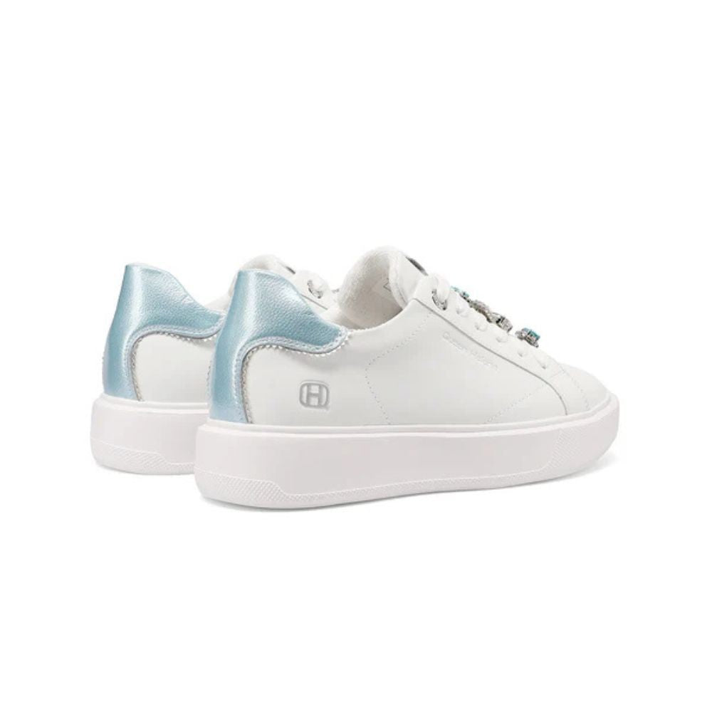 QUEEN HELENA Sneakers donna platform con dettagli gioiello bianco-blu X34-1